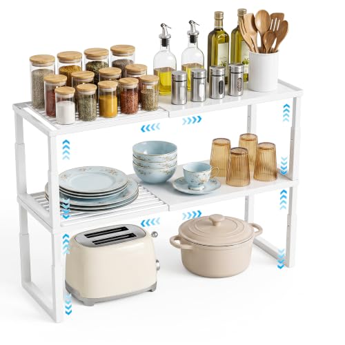 White Expandable & Stackable Kitchen Shelf Organizer - 2 Pack
