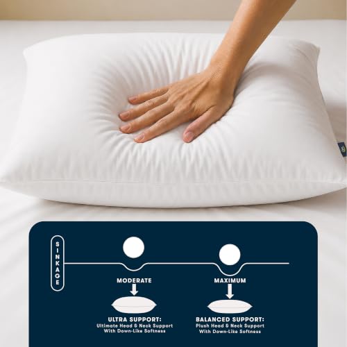 Serta Down Illusion Cotton Pillow Set White King Balanced Support 2 Pack