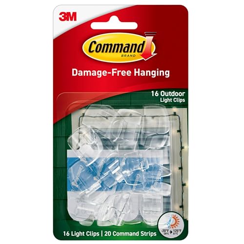 Command Mini Holiday Light Hooks, Great for Holiday Lights, 40 Clips, 48 Strips, Value Pack