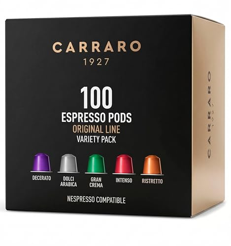 Carraro Decerato Variety Coffee Pods Pack for Nespresso Original, 100 Capsules