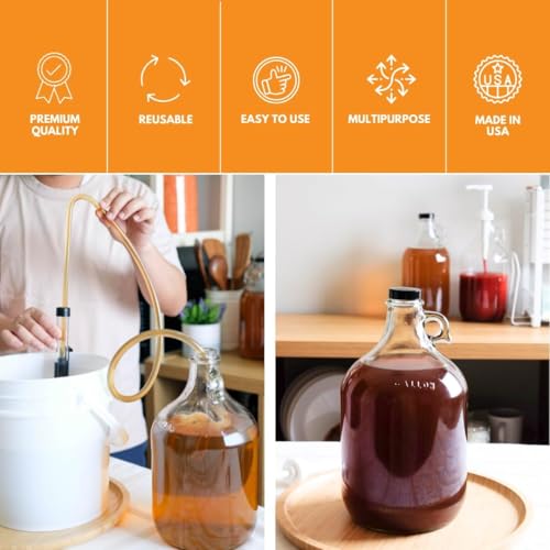 4 Pack 1 Gallon Glass Jugs with Airlocks & Caps for Homebrewing - Variations of 128 Fl Oz