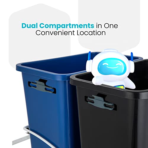 Home Zone Living 15.3 Gallon Pull-Out Dual Kitchen Trash Can with In-Cabinet Design