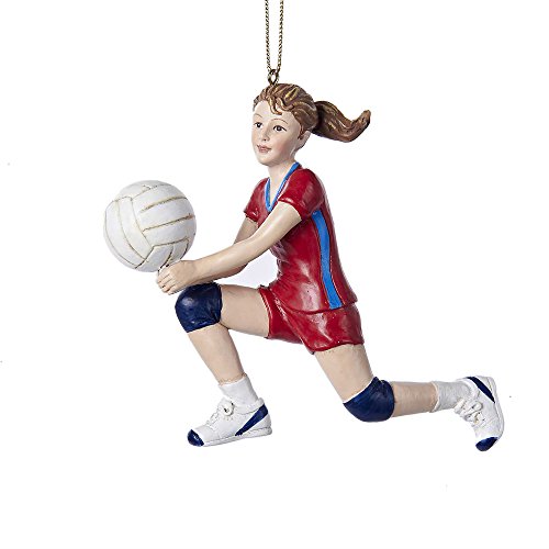 Kurt S. Adler Volleyball Ornament, 4.5in, Red and Blue, Volleyball Player, Christmas