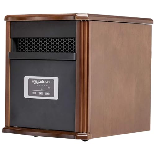 Wood Finish Portable Space Heater with Remote Control, Adjustable Thermostat, 1500W