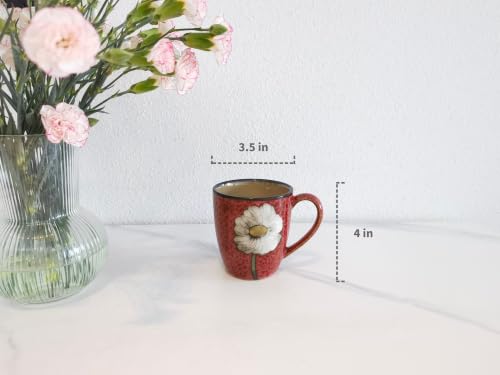 Rockgoldbug 12oz Ceramic Coffee Mug Set - Colorful Porcelain Tea & Espresso Cups, Microwave & Dishwasher Safe, Includes Red, Blue, Green, Pink