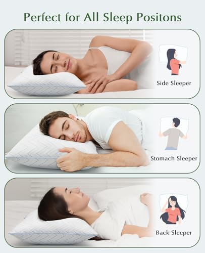 Dioris Queen Size Cooling Pillow Set of 2 Blue - Breathable Supportive Bed Pillows
