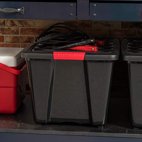 54 Quart Stackable Storage Bins with Lids - Black, 6 Pack