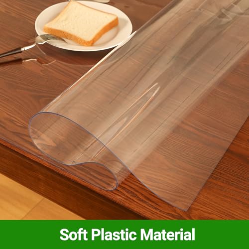 60 Inch Clear Round Table Cover Protector - 2.0mm Plastic Desk Mat, Waterproof & Scratch-Resistant