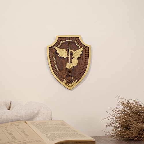 10 Inch Wooden Saint Michael Archangel Wall Decor - Handmade Beechwood