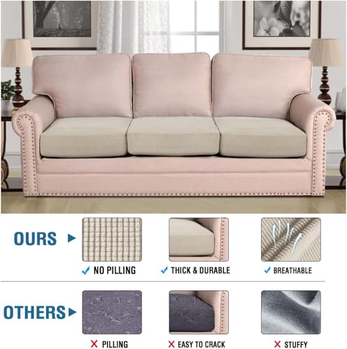 H.VERSAILTEX Super Stretch 3-Piece Sofa Cushion Cover Set Island Fossi