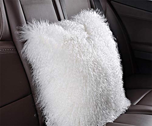 yingda1992 Mongolian Lamb Fur Throw Pillow Cover Soft Fluffy Square Cushion Pillowcase Car Accessories Decorated for Livingroom