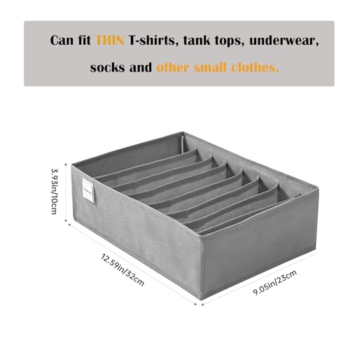 Grey 8-Grid T-Shirt Drawer Organizer for Clothes and Accessories
