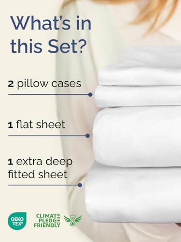 Deep Pocket King Sheet Set - 4 Piece Breathable Cooling Bed Sheets - White, 01 - White / King