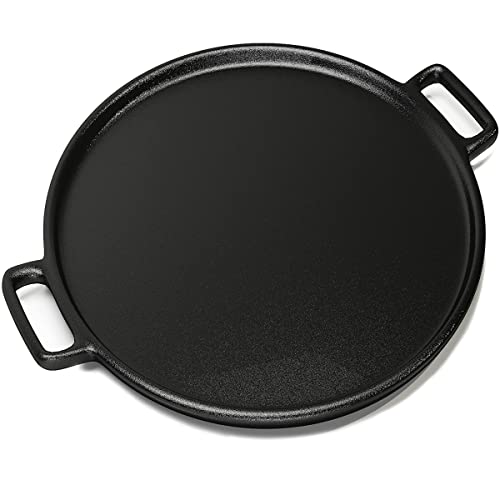 Cast Iron Pizza Pan 14-Inch Even-Heating Cookware for Oven Grill Campfire