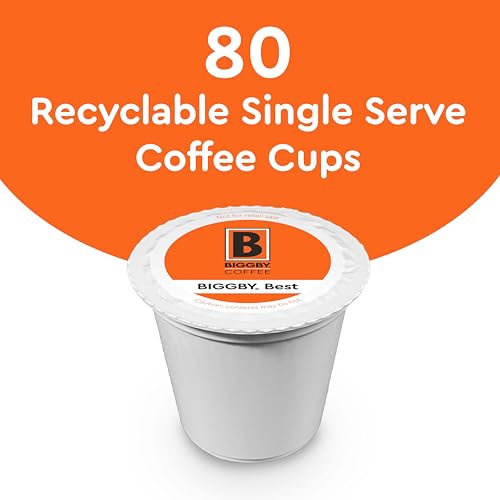 BIGGBY Best Single Serve Coffee Pods - 80 Count Medium Roast, Recyclable Cups - Variation of THIS listing