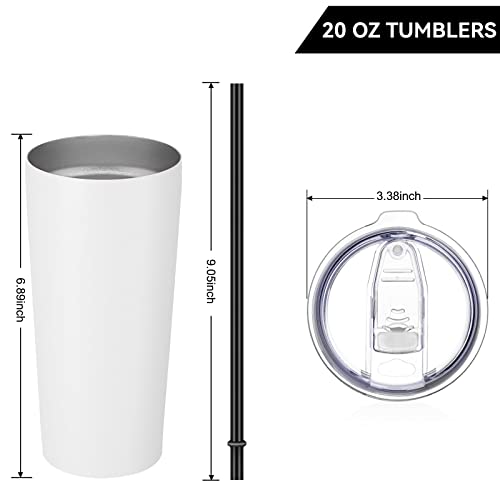 VEGOND 20oz White Stainless Steel Insulated Travel Mug Bulk Pack of 12