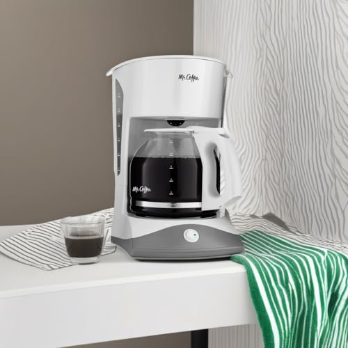 White 12-Cup Drip Coffee Maker with Auto Pause & Water Window