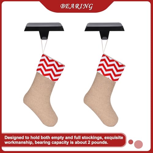 Sunshane Black Christmas Stocking Holders Set of 5 Mantel Hooks Fireplace Decor