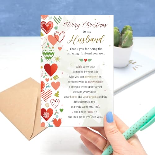 Merry Christmas To My Husband Card - Sweet Poem Holiday Card from Wife Gevinna