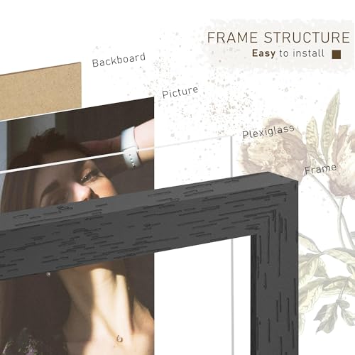 PEALSN 24x36 Black Wooden Poster Frame Wall Mount Display - Solid, Easy Install