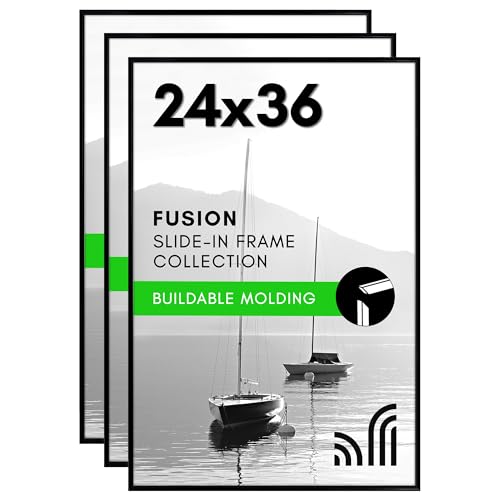 Americanflat 24x36 Poster Frame Set - Black, Pack of 3