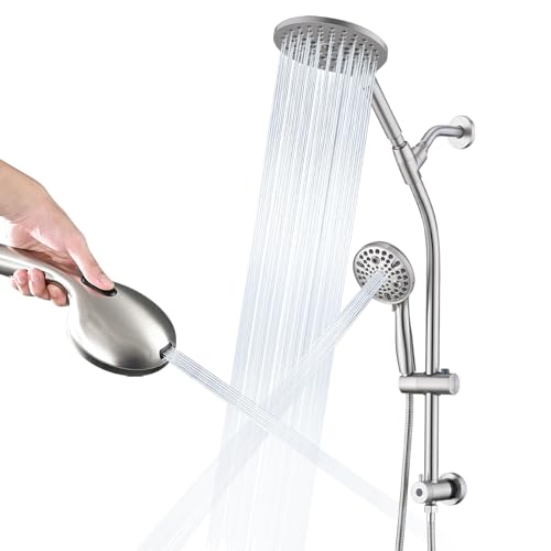 Brushed Nickel High Pressure Shower Head with Handheld & 26" Adjustable Slide Bar