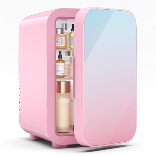 Pink Mini Fridge 6L for Skincare, Cosmetics & Drinks - Portable Cool & Warm