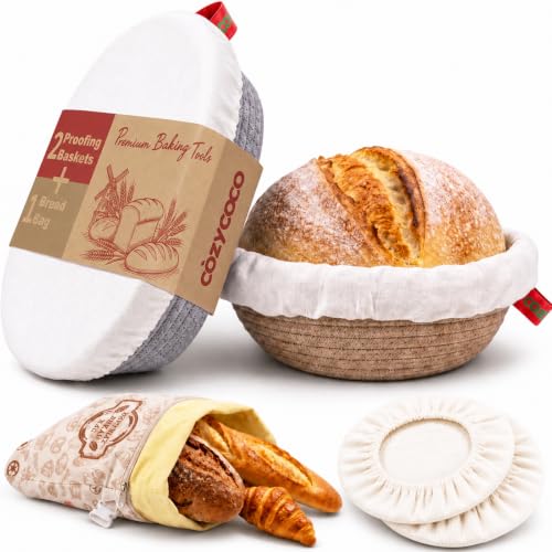 Sourdough Bread Proofing Basket Set with Beeswax Bag - Artisan Baking Kit