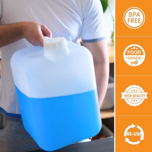 FastRack 5 Gallon Water Jug (Pack of 4) | BPA-free, Food-Grade, and Leak-Proof | White Water Container | Ideal for brewing, fermentation, or storage