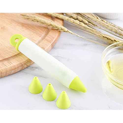 AKOAK 4 Pcs/set Cake Decoration Pen Silicone Jelly Pen Cream Pastry Chocolate Jam Syringe DIY Personalized Kitchen Baking Decoration Accessories (Green)