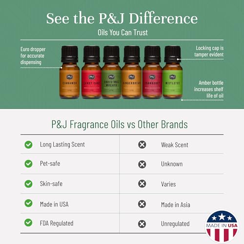 P&J Fragrance Oil Christmas Set - 6 Premium Scent Oils for Candle & DIY Crafts