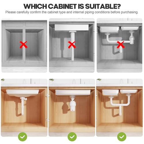 Biboraya Black Expandable Under Sink Organizer 19-32 Inches, 2-Tier Pull Out Cabinet Storage