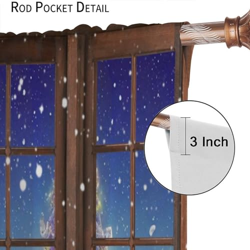 JESTRONRY Winter Snow Christmas Curtains 21"x63" Pack of 2 Blackout Window Drapes