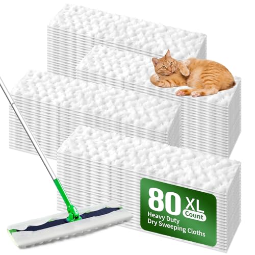 Heavy Duty Dry Sweeping Cloths for Swiffer XL Mop - 80 Count - Pet & Floor Cleaning Refills