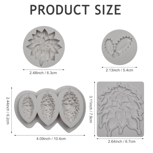 Christmas Silicone Mold Set for Cake Decorating Holiday Baking
