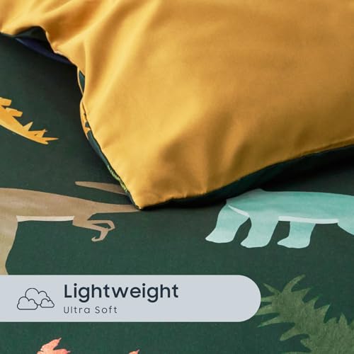 Twin Dinosaur Bedding Set for Boys - Dark Green 5-Piece Kids Bed in a Bag