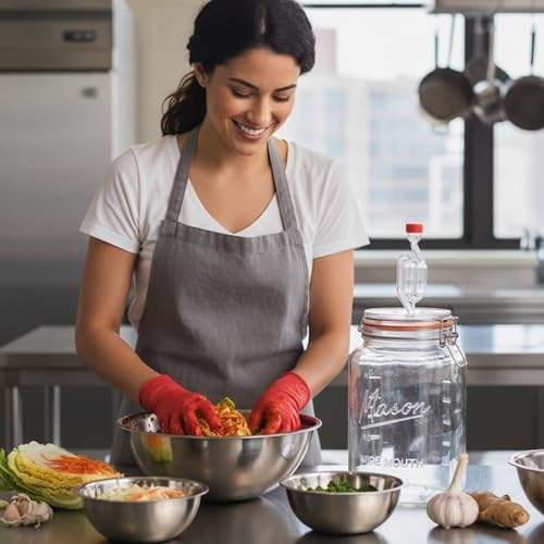 Kitchentoolz 1-Gallon Mason Glass Fermenting Jar with Airlock Lid – Pack of 1