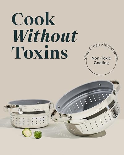 Caraway Steamer, Stainless Steel Steamer with Handles
