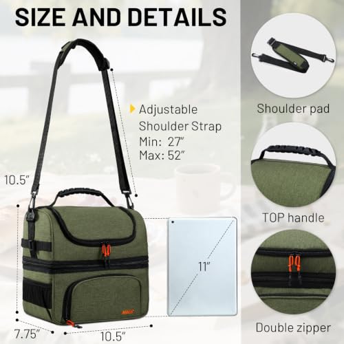 Men's Insulated Lunch Bag with Dual Compartments - Army Green, MIER Variation