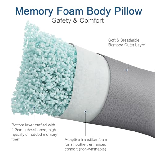 Rainmr Thick Memory Foam Body Pillow - Full Pillows for Side Sleeper
