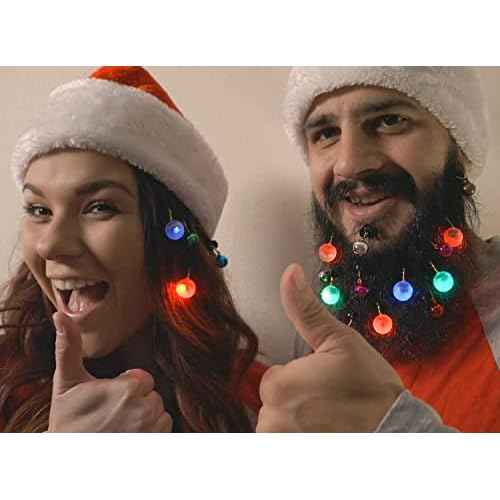 Set of 20 Beard Ornaments, 4 Christmas Light Decorative Balls and 16 Christmas tinting Bells, Great, New Year Gift.