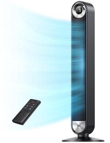 DREO Black Tower Fan with 28ft/s Velocity, 9 Speeds for Bedroom