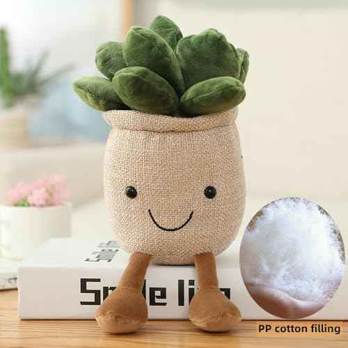 XZJMY 1Pack Succulents Plush Toy,Potted Plant Stuffed Plush Pillow Decoration,Cute Plants Plush Toy, Plush Toys Gift for Kids Girls (Khaki,Succulents)