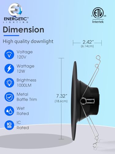 12 Pack 5CCT Black LED Recessed Can Lights - Dimmable, Wet Rated, 2700K-6500K