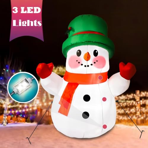 4ft Inflatable Christmas Snowman Outdoor Decoration with LED Light | Yard & Garden Holiday Decor