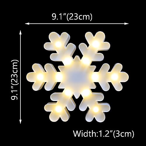 Snowflake Marquee Sign Christmas Lights, LED Night Lights Table & Wall Lamp for Bedroom, Kids' Room, Nursery Room, Home, Christmas Decorations - White Snowflake