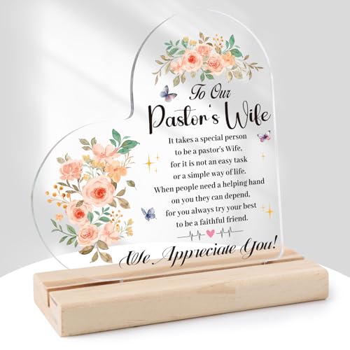 Pastor's Wife Appreciation Gifts - Acrylic Plaque with Wooden Stand Pastor Appreciation Day Gifts Thank You Gift for Pastor Wife Women Her Christmas Thanksgiving Christian Birthday