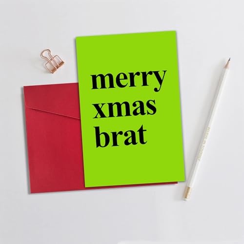 Funny Xmas Brat Greeting Card for Birthdays & Christmas - Glitter Holiday Card for 18th, 21st, 25th, 30th