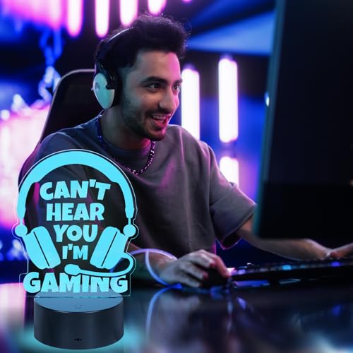 Christmas Gamer Gifts for Boyfriend Year Old Teen Boys Girls Easter Basket Stocking Stuffers, Birthday Gifts for Dad Son Husband Brother Gamer Lover LED Light Up Acrylic Gaming Night Light Lamp