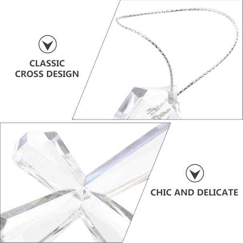 Lurrose Crystal Cross Hanging Ornament Crystal Acrylic Cross Decoration Hangings Glass Christmas Tree Ornaments for Religious Christian Christmas Party Decoration